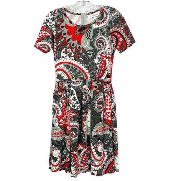 LulaRoe Amelia Black, Gray, Red, and White Fit and Flare Dress, EUC, Size XS - Picture 1 of 11